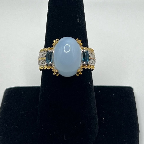 Michael Valitutti Blue Opal & London Blue Topaz Ring - Picture 1 of 4